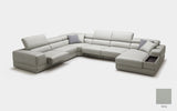 Geranium 6pc Modern Motion Leather Sectional with Storage
